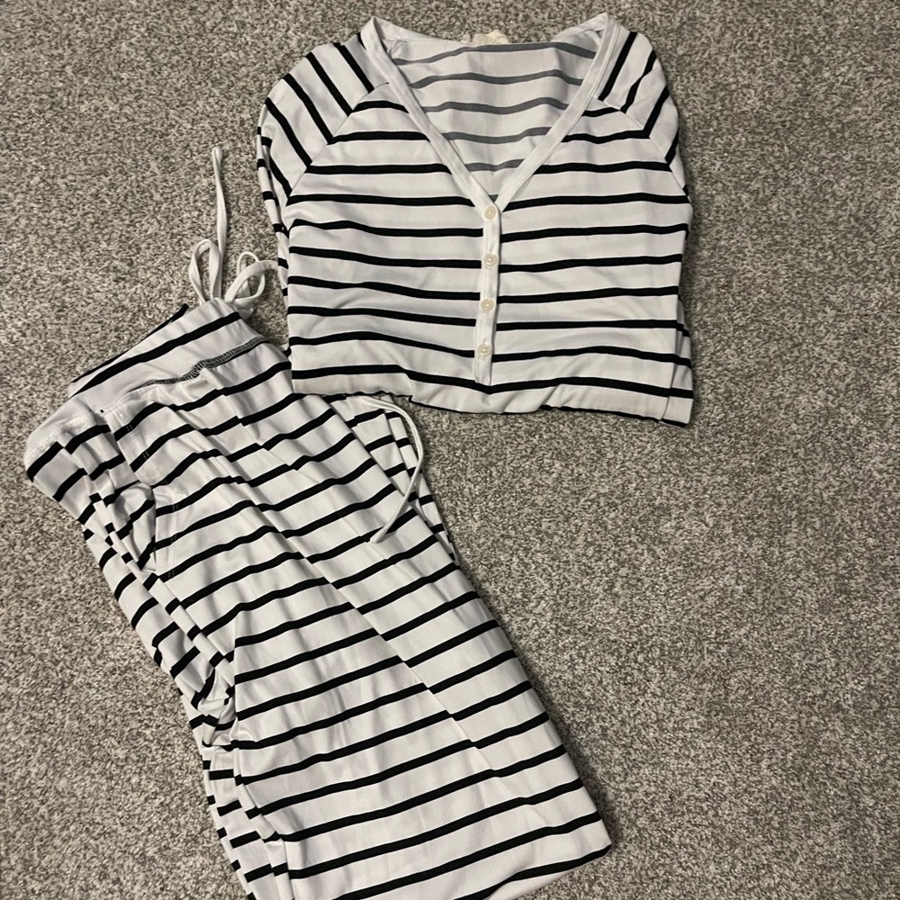 Striped Black and White Pajama Set